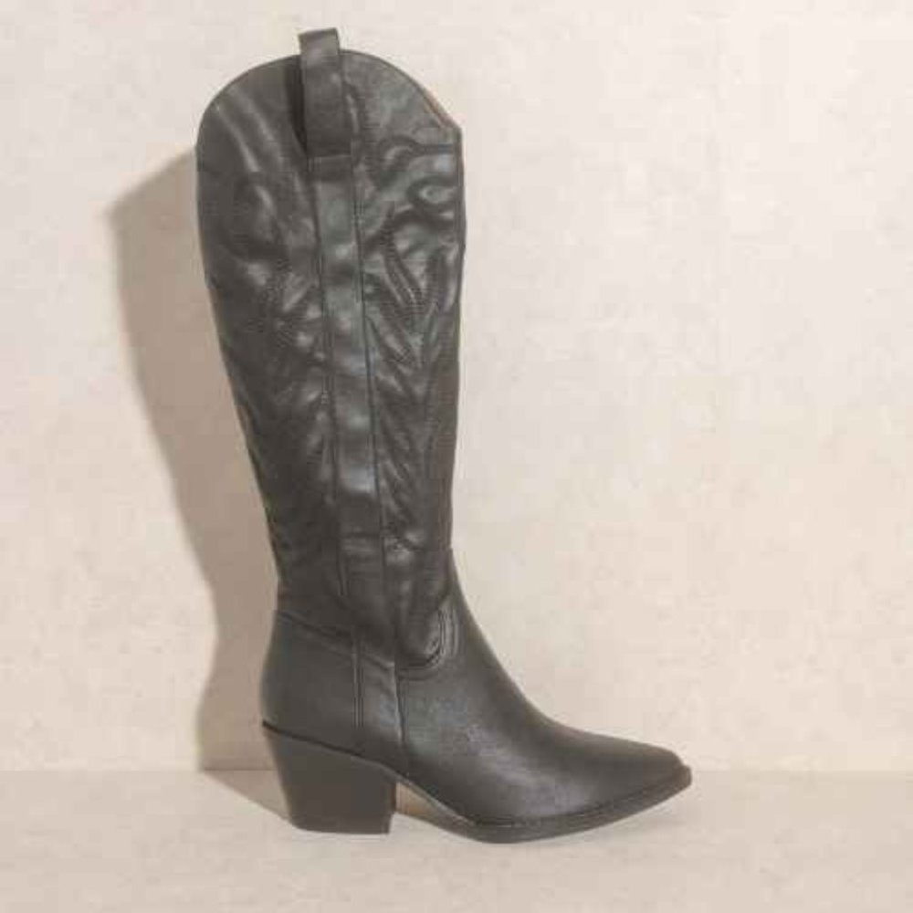 Oasis Society The Samara - Black Embroidered Tall Boot size 6.5 - Picture 4 of 7